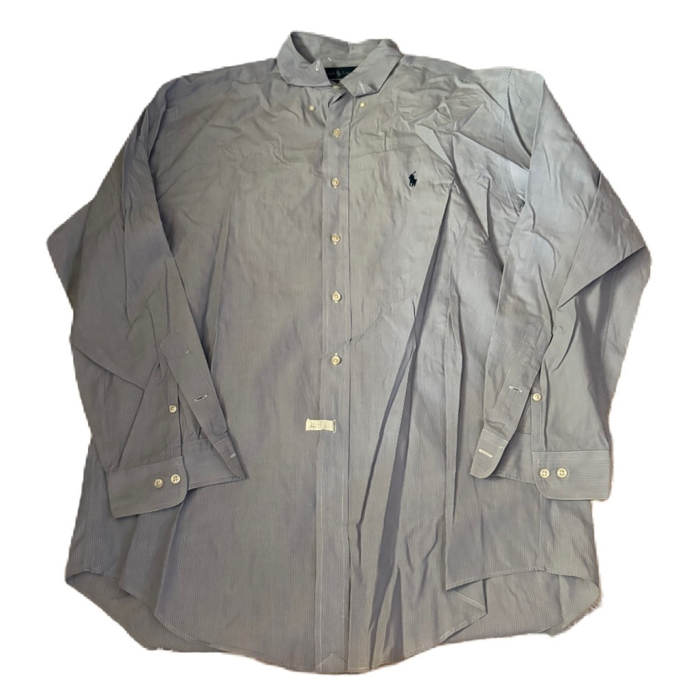 Ralph Lauren Blue Plaid Button Down Shirt Yarmouth 17 34/35